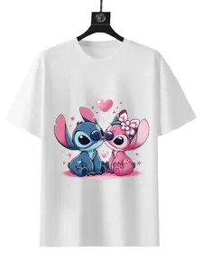 Disney Stitch 'Show Love' Graphic Tee Cute Lilo & Stitch Heart Shirt for Fans of Disney Characters Summer Wear