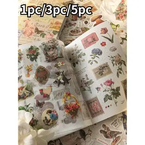 Vintage Sticker Book, Plant Mushroom Farmhouse Series, PVC and Washi Material, Japanese Retro Scrapbook Decor, Scrapbooking Ephemera, Scrapbooking, Journaling, Personalizing, Stationery Supplies