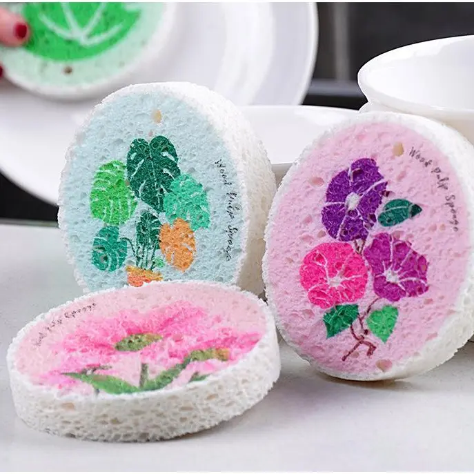 Friendly Wood Pulp Cellulose Scrubber Pads | Scratch-Free, Super Absorbent & Expandable Dish Sponges for Kitchen, Cookware, Sink & Bathroom