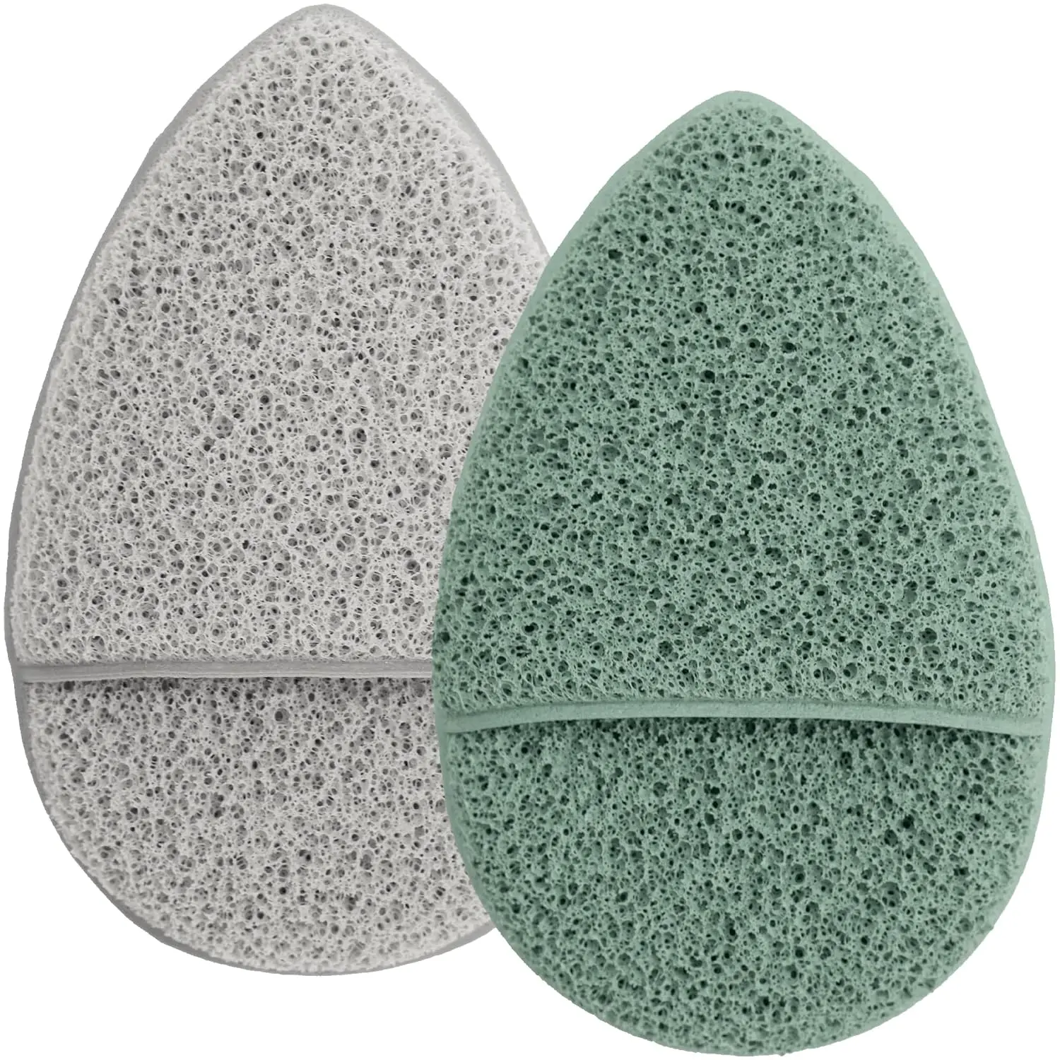 Face Scrubber Exfoliator, Facial Sponges for Face Wash, Reusable Makeup Remover Exfoliating Pads, Gray and Sage, 2.6 in x 3.9 in., 2 Pack