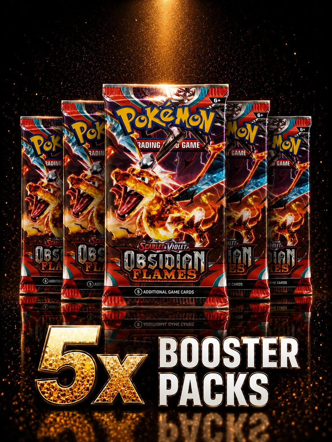 5x Obsidian Flames Scarlet & Violet Set Non-Sports Trading Card Booster Packs
