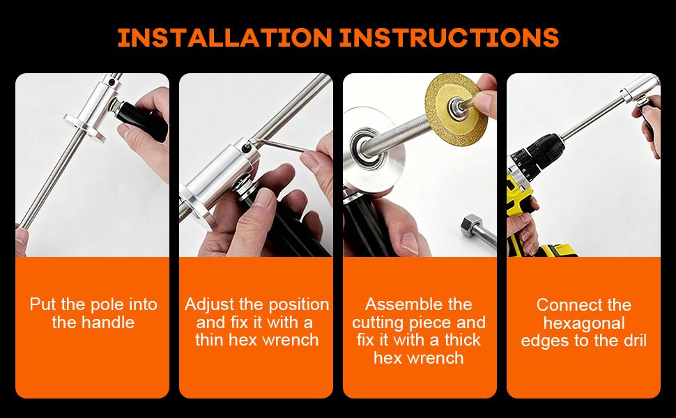Inside Pipe Cutter for PVC Pipe Cutter,with 4 Diamond Grit Cutting Wheel And Handle,7 Inch Adjustable Cutting Depth,Fit for 1-1/2 Inch to 8 Inch Pipe,1/4in Hex Shank Fit for Impact Drivers And Drills Set