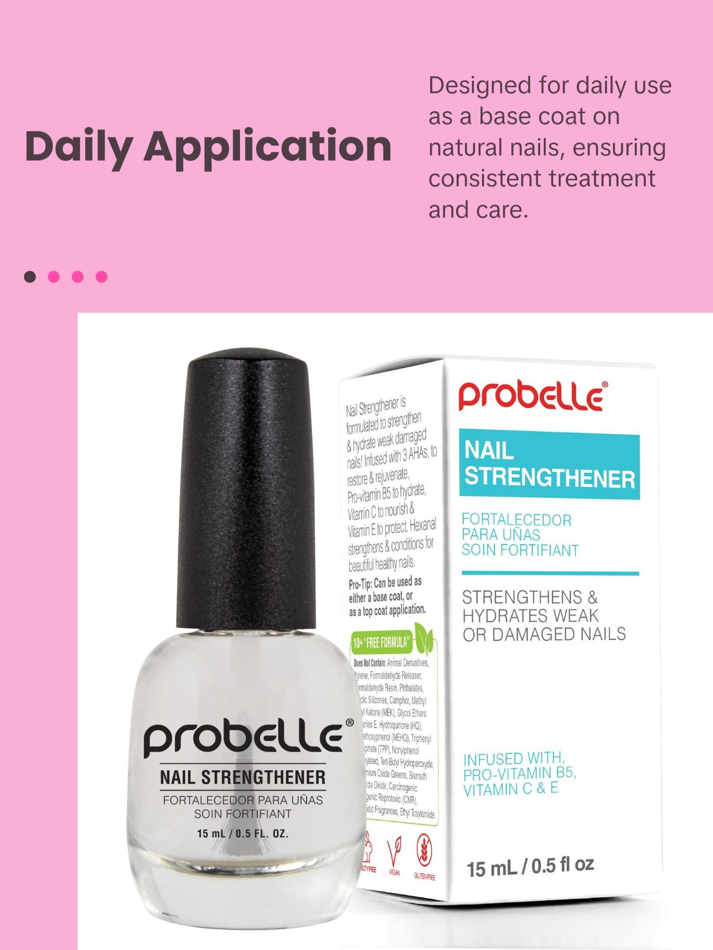 Probelle Nail Strengthening Formula, Nail Growth & Conditioning, Stops Splits, Chips, Cracks & Strengthens Nails, Clear