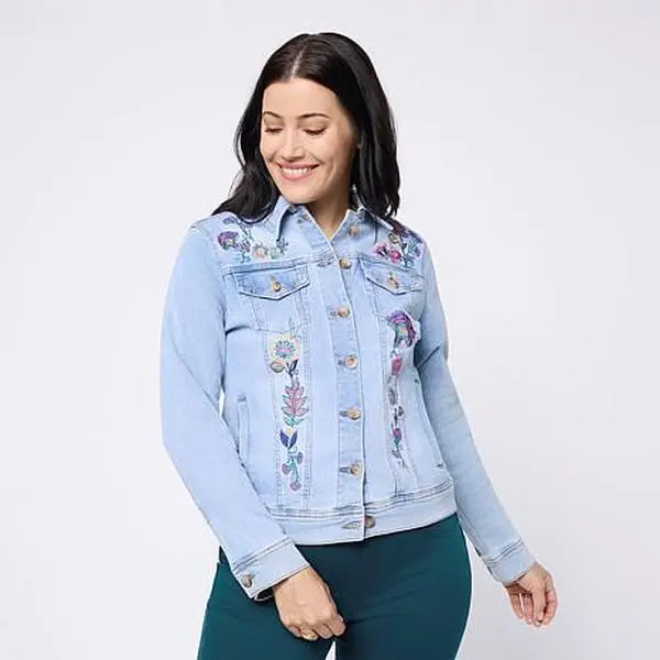 DG2 by Diane Gilman Stretch Bohemian Embroidered Jacket