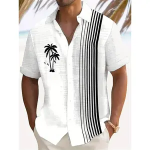 Men's Short-sleeved Shirts, Hawaiian-style Shirts, Casual T-shirts, Suitable for Both Men and Women for Vacation and Beach Wear