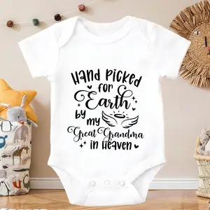 Hand Picked For Earth By My Great Grandma In Heaven Newborn Baby Onesie - Cute Cotton Short Sleeve Bodysuits | Soft One-Piece for Infants 0-24 Months | Everyday Essential for Spring & Summer Unisex Infant Size boy valentine Gender Reveal baby