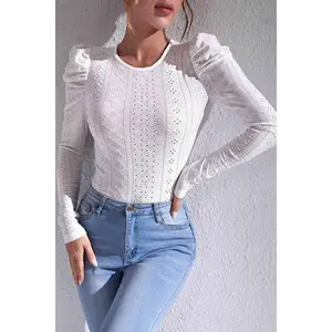 Eyelet Round Neck Top