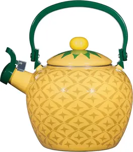 Whistling Tea Kettle for Stove Top Enamel on Steel Teakettle ,Supreme Housewares Pineapple Design Teapot Water Kettle Cute Kitchen Accessories Teteras (1.6 Quart, Watermelon)