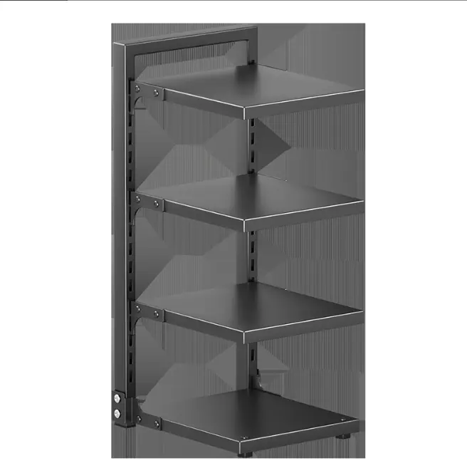 4-Tier Adjustable Metal Corner Storage Shelf, Multi-Layer Black Countertop Organizer Rack for Kitchen Bathroom Office