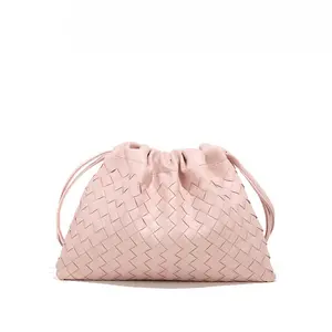 6199 Women's Drawstring Woven Shoulder Armpit Bag 2025 Commuter Hand Carry Pleated Cloud Bag