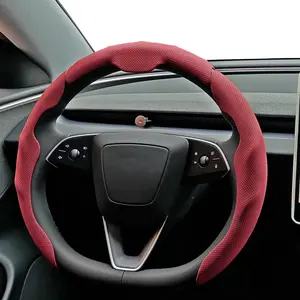 Nappa Leather Car Steering Wheel Cover, Anti-Slip Sweat-Absorbent Wear-Resistant, Universal Fit for Men Women, All Seasons Use, Sweat Absorption