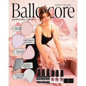 Tammy Taylor Nails Balletcore Gelegance Gel Polish & Nail Lacquer Bundle - 3 Gel Polishes & 3 Lacquers - Pink Tulle, Ballet Slipper, Pink Swan - 20G - Limited Edition Collection