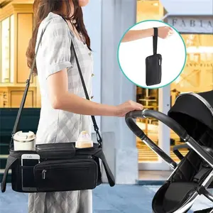 Large Capacity Baby Stroller Bag, Waterproof Oxford Storage Basket, Essential Travel Organizer for Infants, Durable Tool Bag Design