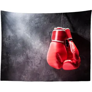 Red Boxing Gloves Tapestry Boxer Tapestry Dark Black Wall Boxing Sport Gym Tapestry Boxing Party Decorations Retirement Party Birthday