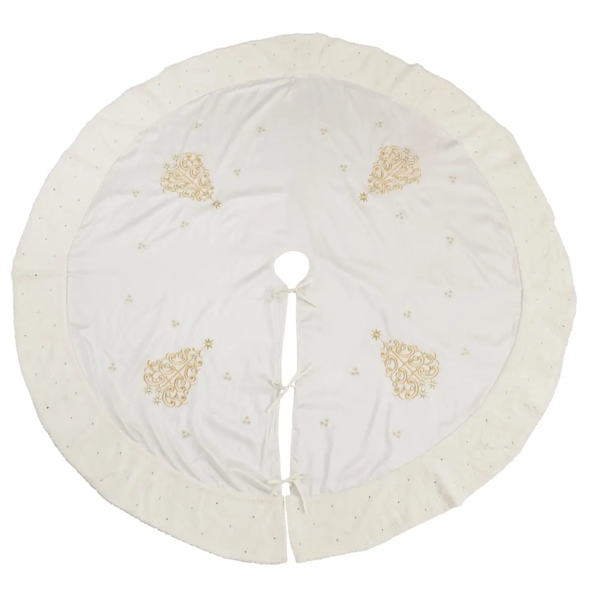 72 in. Enchanted Forest Embroidered Round Tree Skirt, Gold