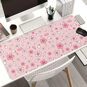Extra Large Sakura Blossom Japanese Style Mouse Pad Pink Floral Gaming Desk Pad 35x16 Inch Computer Keyboard Mousepad with Non-Slip Rubber Base Durable Stitched Edge Perfect Gift for Home and Office