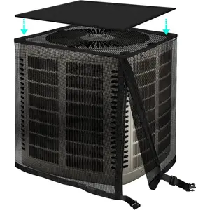 Air Conditioner Cover for Outside Unit, All Full Mesh AC Cover with Detachable Waterproof Top, Winter AC Unit Covers Against Cottonwood, Leaves, Snow (35.4" x 35.4" x 39.4")