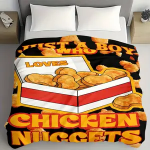 1PC Comfortable Soft Flannel Blanket, Chicken Pattern Nap Blanket for Sofa Bed, Warm Lightweight Throw for Home Office Travel Camping