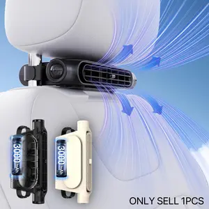 Adjustable car fan, portable car seat cooler for rear seat passengers, adjustable air vents, three speed wind speed, suitable for most cars and car accessories, SUV、 RV, boat, with 3000mAh battery