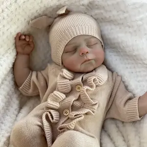 18 Inch Asleep Reborn Doll With Soft Vinyl Limbs Cloth Body Adorable Outfits Flexible Handmade Painted Skin Lifelike Realistic Newborn Doll For Kid's Present