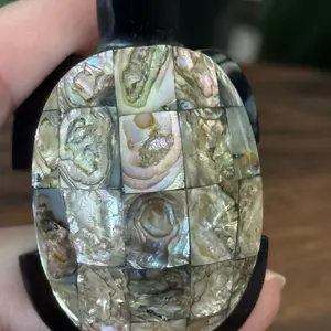 Abalone Shell Mosaic Turtle Carving – Hand Carved Black Stone Sea Turtle