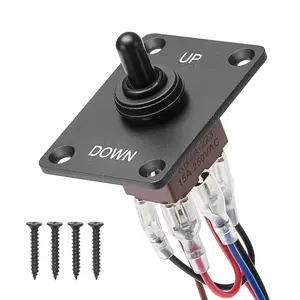 fathersdaygift VEVOR Toggle Switch, 6 Pin Momentary Polarity Reversing Toggle Switch (ON)-Off-(ON) DC 12V/30A AC 250V/15A - with Up Down Mounting Panel Waterproof Boot Cap for Auto Car Marine Boat