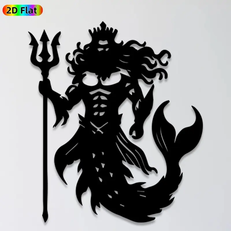 1pc Poseidon Metal Wall Art,Poseidon Statue Mural, Ideal Gift for New Year, Easter, Mythology Enthusiasts, Rust-Resistant Metal Wall Decor Wall Sculptures, Perfect for Living Room Wall & Garden Fence, Unique Mythic Home Decor