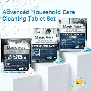 Ice Maker Cleane Tablet & Effervescent Tablet & Garbage Disposal Cleaning Tablet Set, 36 tablets total.