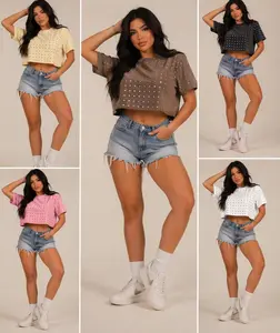 Allover Stud Glow Crop Top