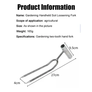 Handheld Adjustable Gardening Two Teeth Fork Stainless Steel Multifunction Gardening Spade Fork High Efficiency Ardening Spade