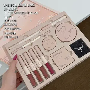 New Heart Key Butterfly Makeup Set Kit, All Seasons Lip Gloss, Blush, Eyeshadow, Powder, Brow Pencil, Liner, Beginner Friendly, Gift Set