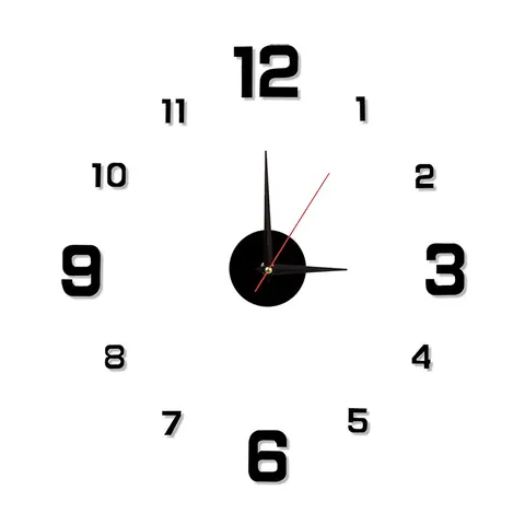 Nordic Modern Minimalist Design Wall Mounted Clock - Self-Adhesive, Silent, Frameless Acrylic Mirror Look, Color-Fade Resistant DIY Digital Wall Sticker with Tile-Marble Hooks, AA Battery Power (Battery Not Included) for Living Room, Bedroom Decor
