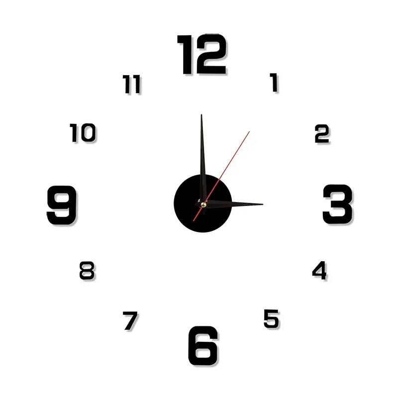 Nordic Style DIY Silent Self-Adhesive Wall Clock for Living Room, Minimalist Frameless Decorative Clock, Acrylic Creative Digital Wall Sticker Clock for Living Room, Bedroom and Office (Battery not included)