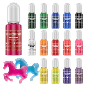 Epoxy Resin Dye Kit - 15 Color Non-Toxic Pigment Set | Hyper-Concentrated for Jewelry, Coasters, River Table | Beginner Friendly DIY Art Supplies (0.35oz/Bottle)