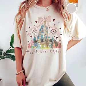 Comfort Color Retro Princess Glitter Effect T-Shirt, Watercolor Princess Shirt, Magical Castle Vacation Tee, Magic Kingdom Princess Gift