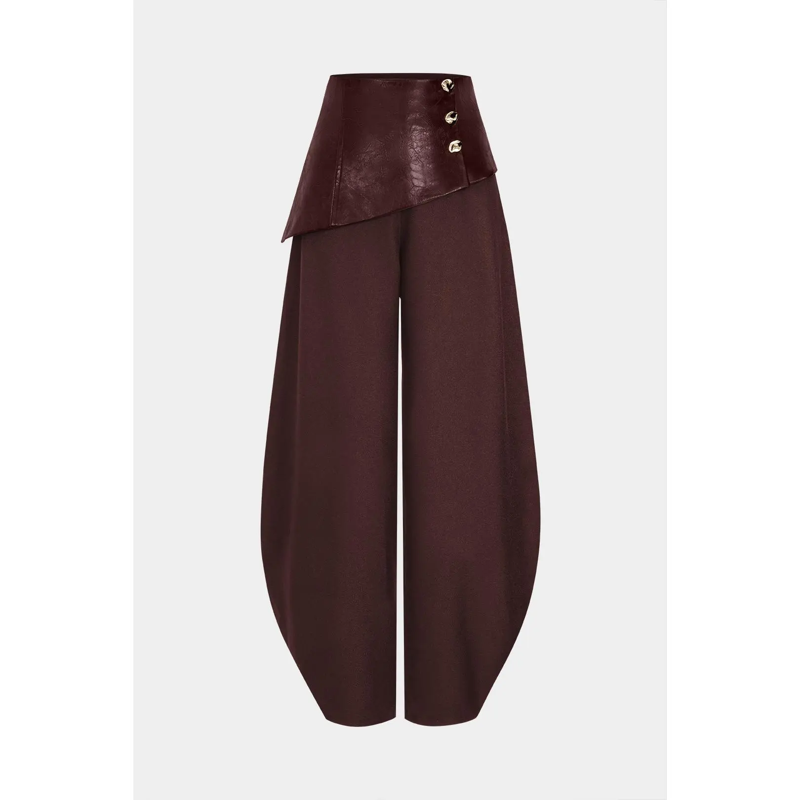 Women's Faux Leather Bottoms - Metallic, Asymmetrical, Patchwork Pants with Flattering Fit, Quality Cloth Fabric
