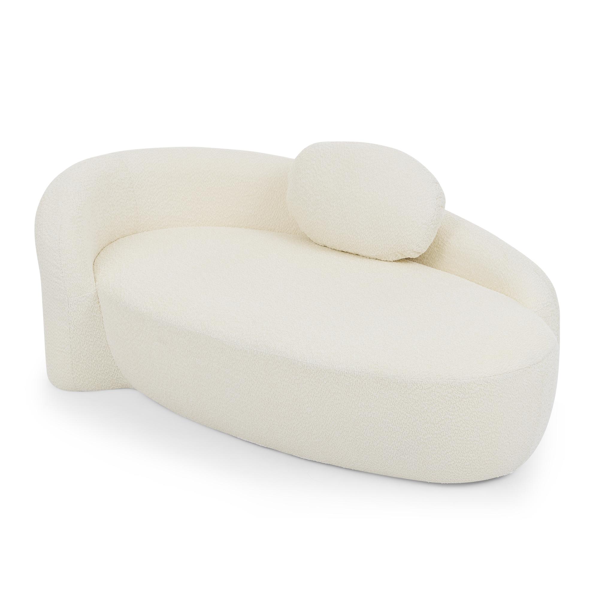 Modern Oval Lounge Chair with Integrated Backrest, Side Armrest & Pillow, Compact Single Lazy Sofa for Living Room, Bedroom, Apartment