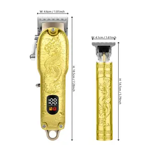 LQT Dragon Pattern Hair Clipper Trio – Low Noise, LED Display Barber Set