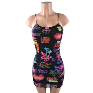 Neon Lights Mini Dress Casual Mesh Party Festival Polyester Womenswear