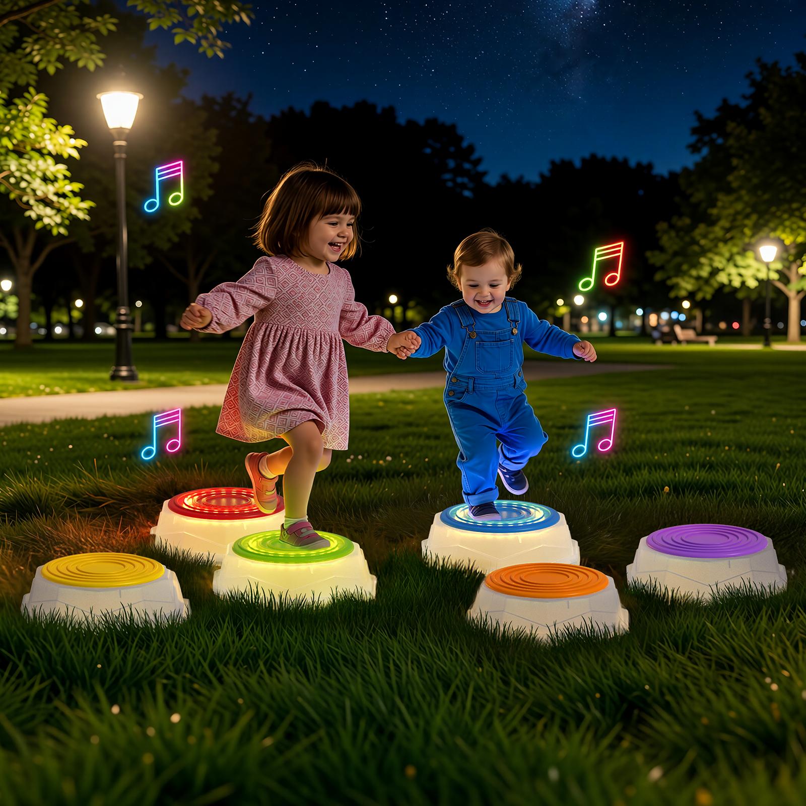 Light Up Stepping Stones for Toddlers 3-5 - 6 PCS Non-Slip Musical Sensory Stepping Stones, Toddler Obstacle Course Sensory Toys, Indoor & Outdoor Play Gift Colorful Fun Soft Design Spring