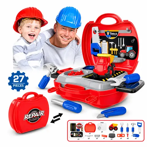 Kids Tool Set - Toddler Tool with Box, Montessori STEM Educational Pretend Play Construction Toy for 3 4 5 6 Year Old Boys Girls, Best Birthday Gift Kids Playset Stem Learning
