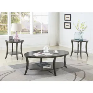Perth Contemporary Oval Shelf Coffee table'set, Gray