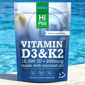 HiPlus Ready for Long-Term Use? Try These Vitamin D3 & K2 300 Servings Softgels，ashwagandha zero sugar、health dietary supplement、dietary support、cinnamon bark extract、Energy Support、 strong hair、daily vitamin need、daily routine support、