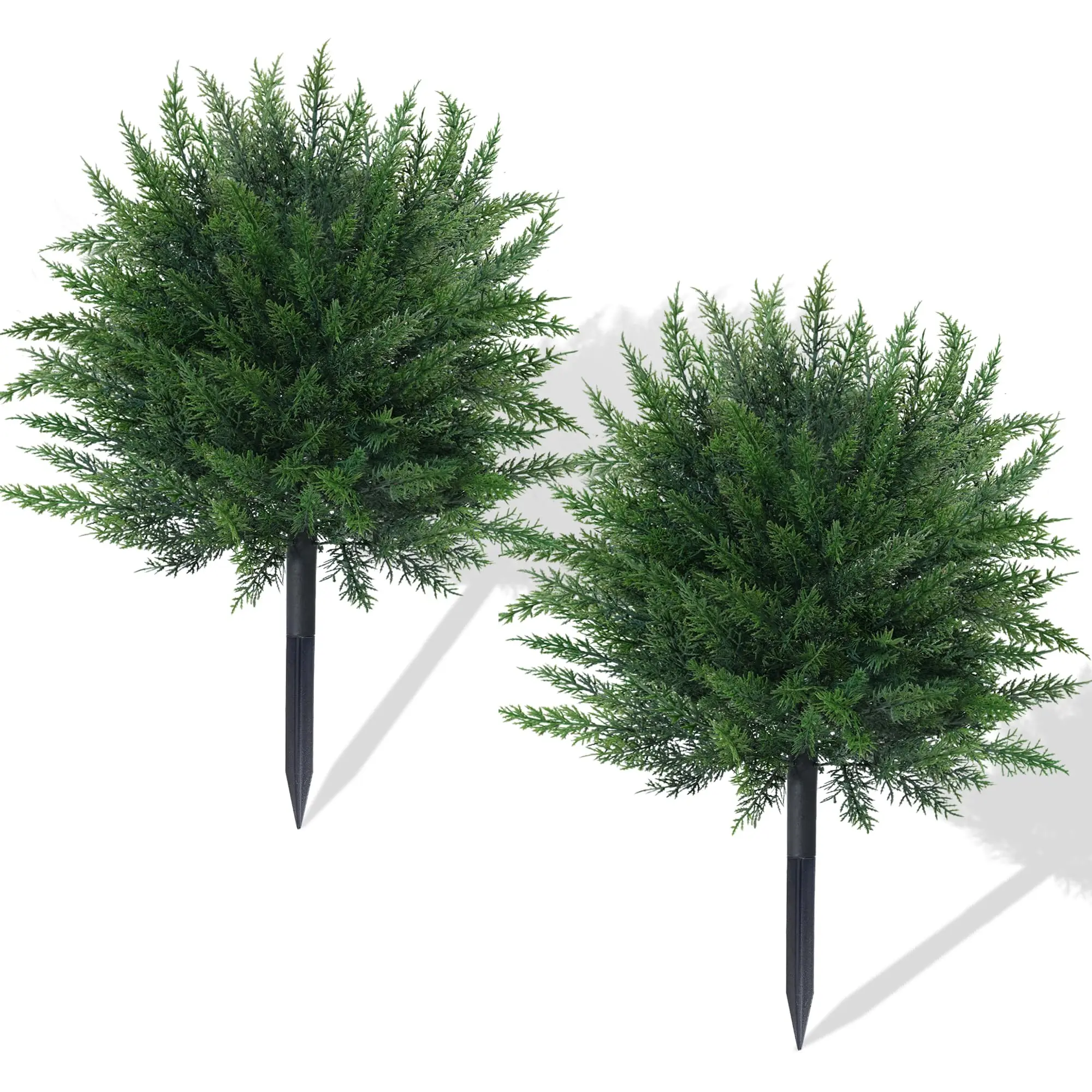 Ivydale UV-Resistant Artificial Cedar Topiary Tree 27.6" Faux Cypress Outdoor Fake Pine Plant Shrubs Bushes for Home Garden Porch Entryway, Set of 2