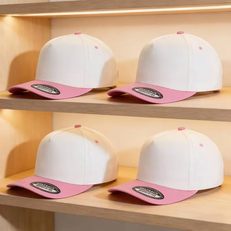 4pcs White-Pink Color-Block Baseball Caps - Breathable, adjustable cotton hat Durable, Fashionable, Versatile | Ideal for Outdoor Activities, Gifting for Couples 