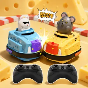 2 Player Cat vs Rat RC Bumper Car Toy, Remote Control Battle Game, Rechargeable Gift for Boys and Girls