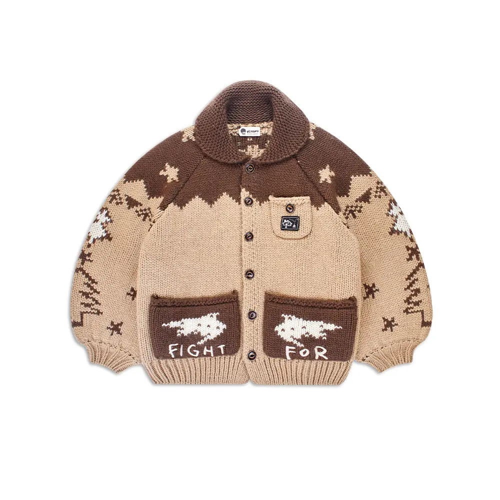 POP MART Hirono Living Wild - Snowfield Log Cabin Fair Isle Knitted Coat clothes