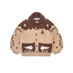 POP MART Hirono Living Wild - Snowfield Log Cabin Fair Isle Knitted Coat