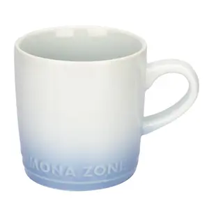 Monazone 13.5 oz Ceramic Coffee Mug, Embossed Letter Design Tea Cup, Large Matte Gradient Water Mug for Office and Home, Practical Gift