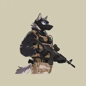Tactical Wolf Operator Sticker, Military Furry Soldier with Rifle, Elite Combat Gear Decal, Cool Gift for Gamers & Tactical Fans